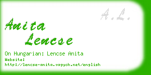 anita lencse business card